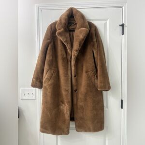 NWT Plush Ann Taylor Brown Faux Fur Jacket